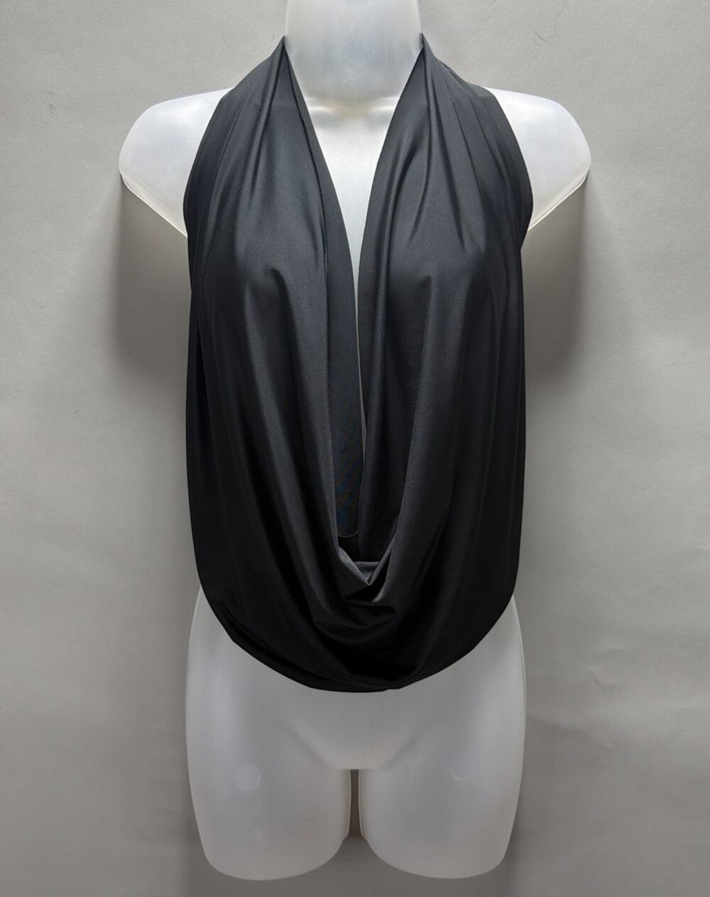Vintage Superline Black Tank Top size V-Neck Drape Made in USA Size S Stretch